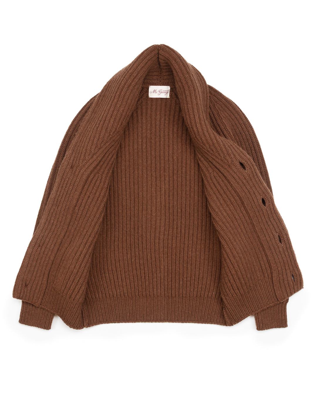 Wide Rib Shawl Cardigan In Brown