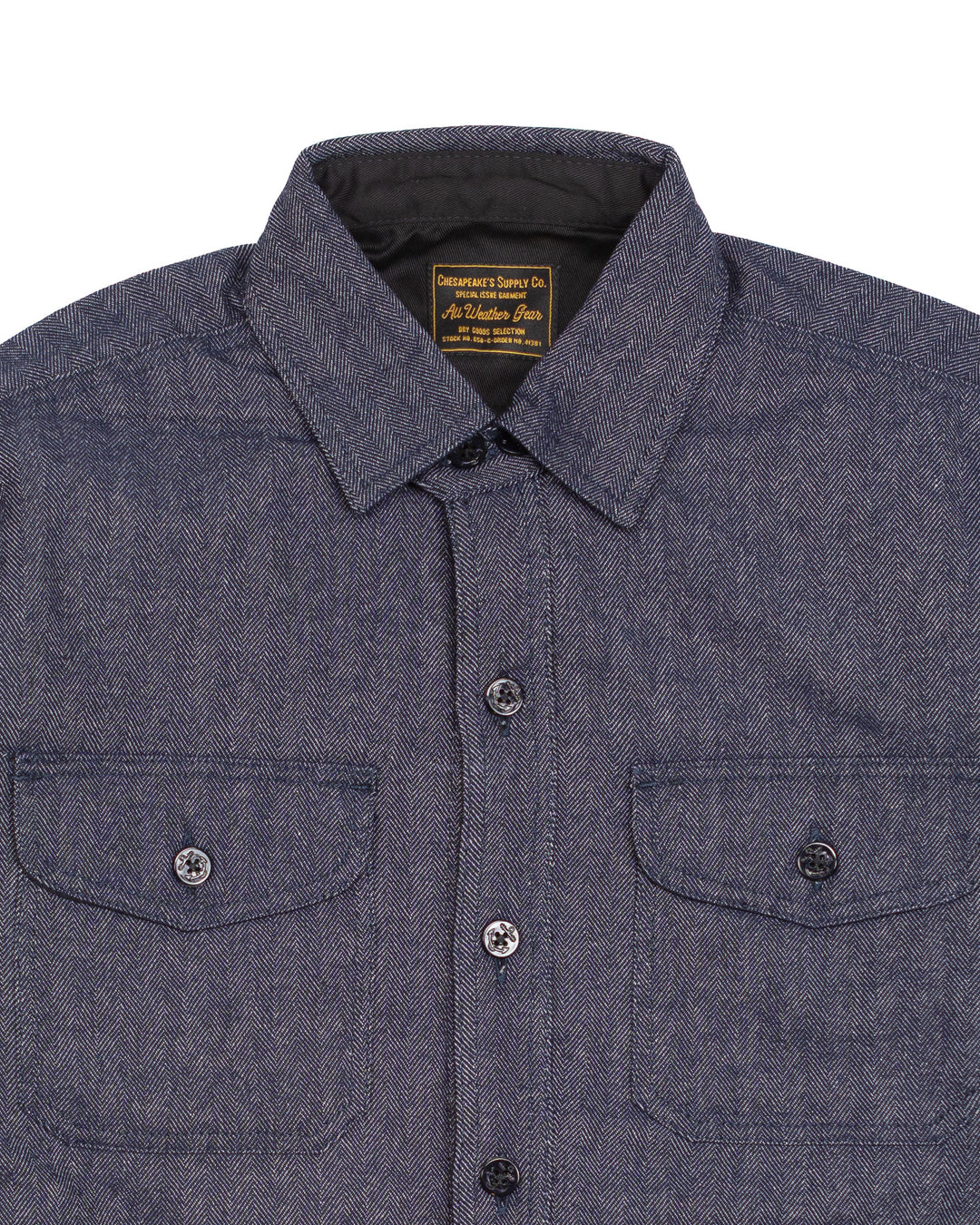 Padded CPO Overshirt in Blue Herringbone