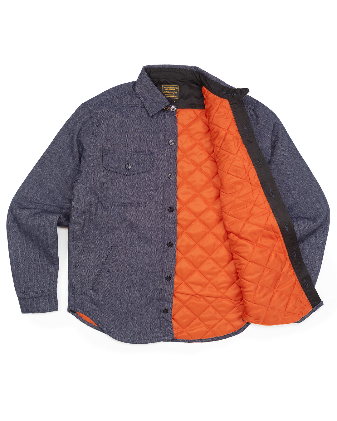 Padded CPO Overshirt in Blue Herringbone