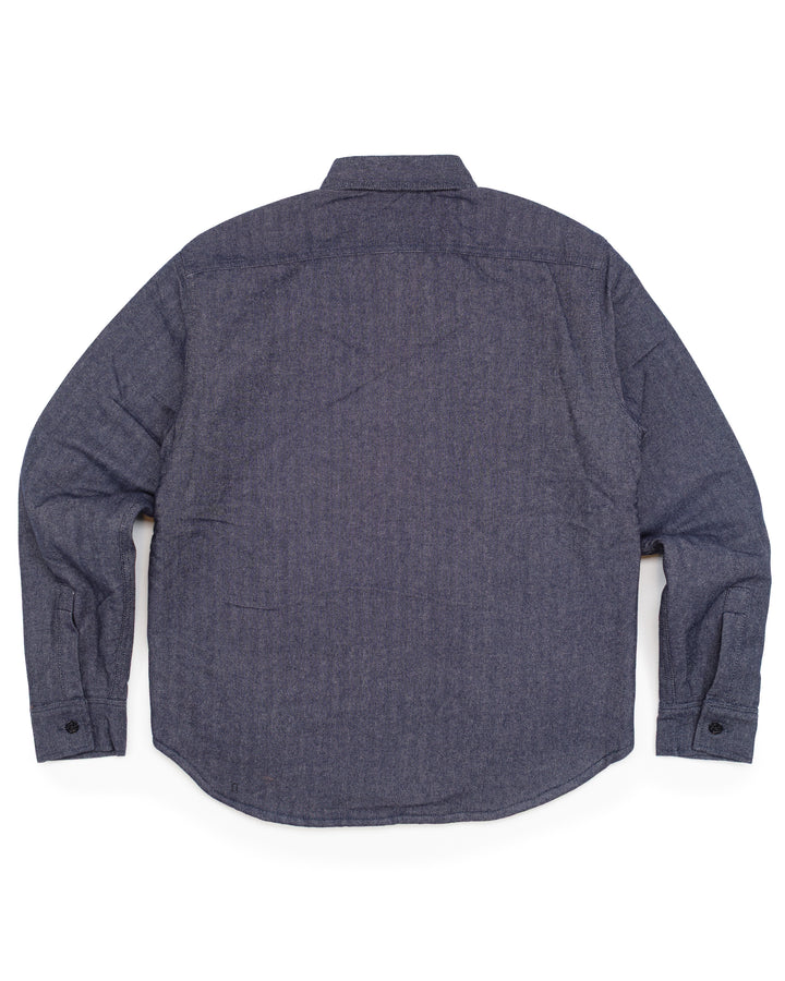 Padded CPO Overshirt in Blue Herringbone