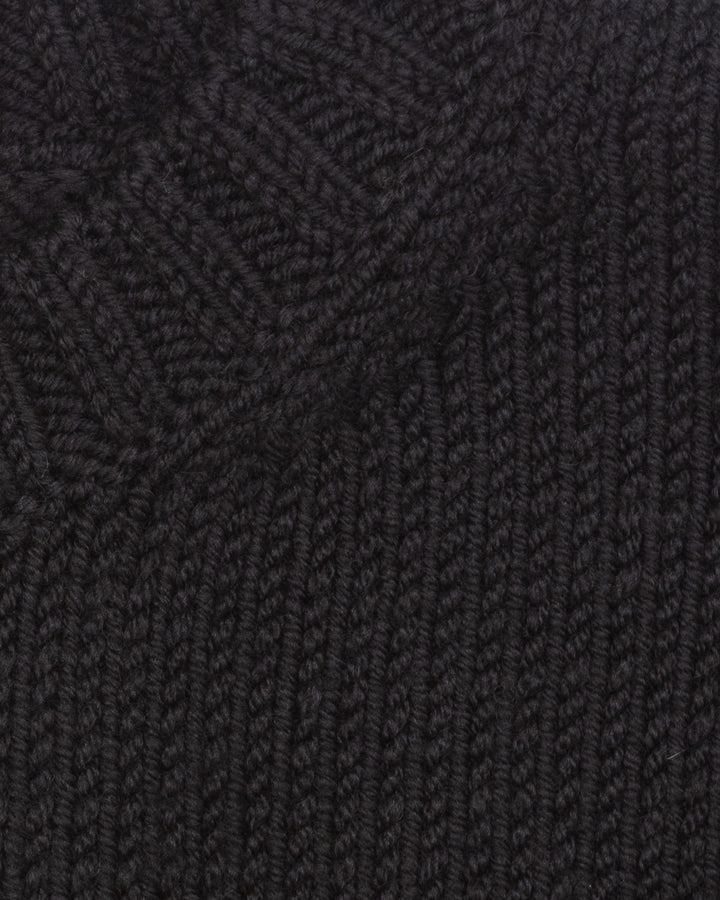 Chunky Merino Wool Sweater in Deep Black