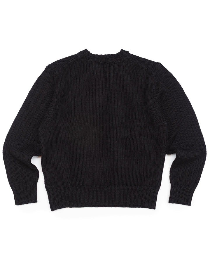 Chunky Merino Wool Sweater in Deep Black