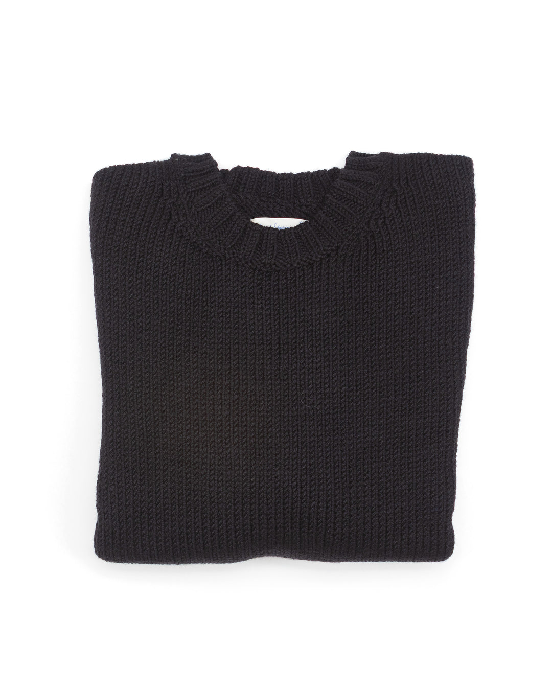 Chunky Merino Wool Sweater in Deep Black