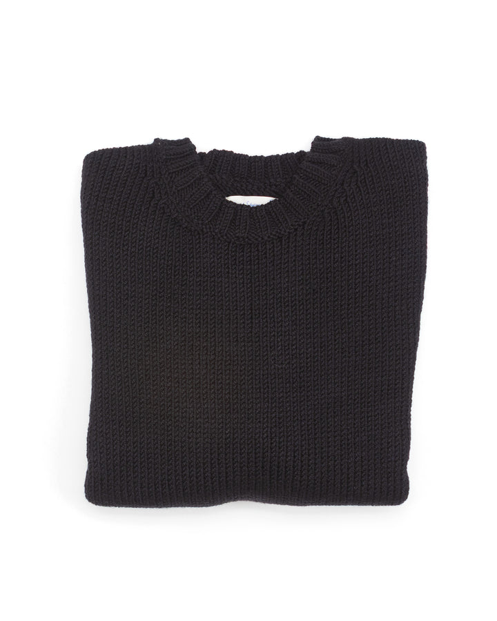 Chunky Merino Wool Sweater in Deep Black