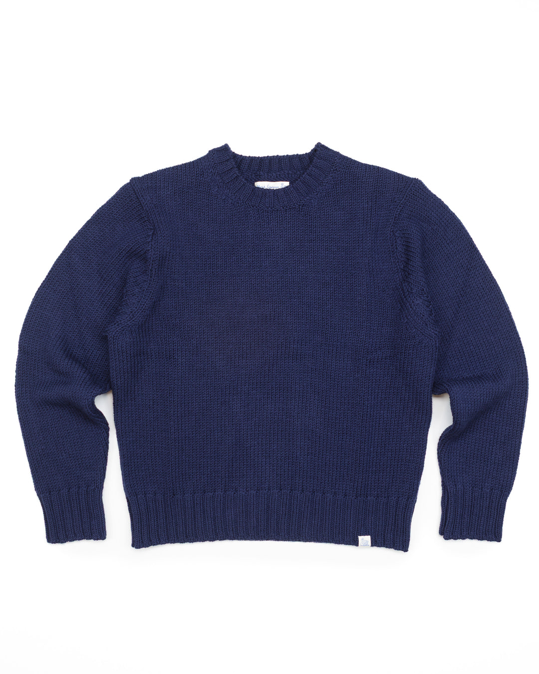 Chunky Merino Wool Sweater in Ink Blue