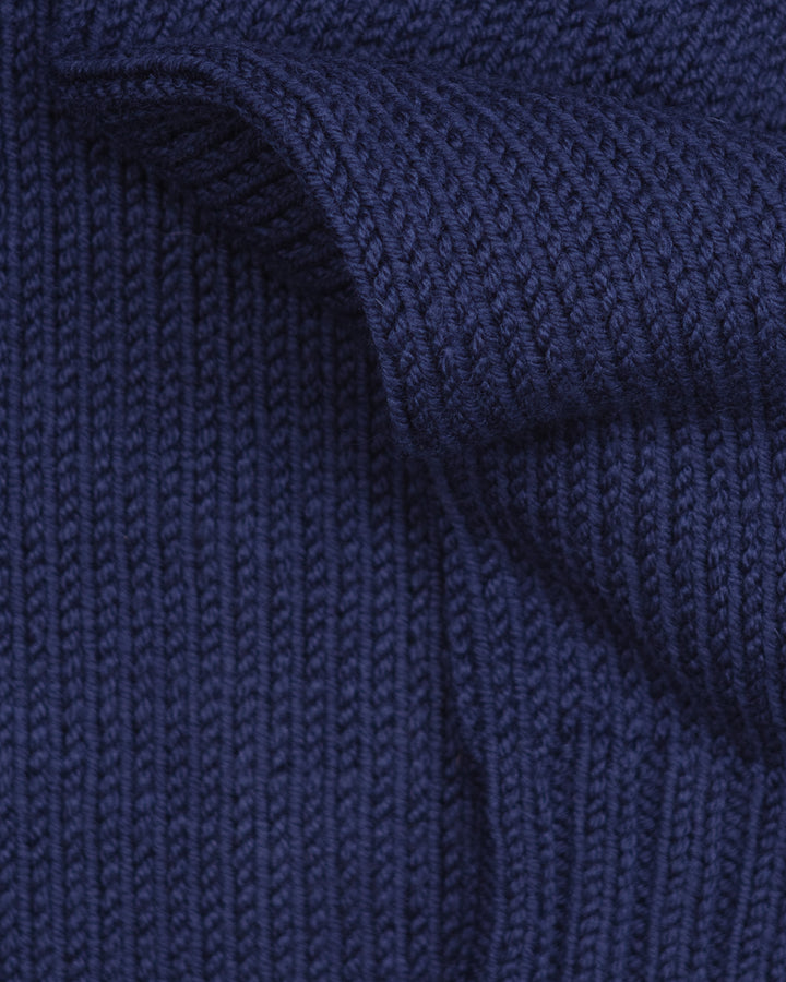 Chunky Merino Wool Sweater in Ink Blue