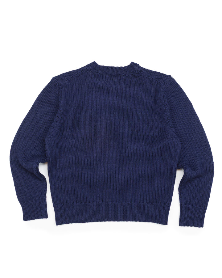 Chunky Merino Wool Sweater in Ink Blue