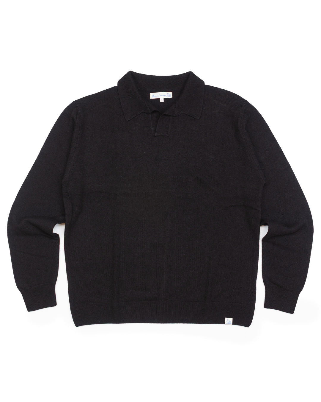 Knitted Polo Shirt in Deep Black