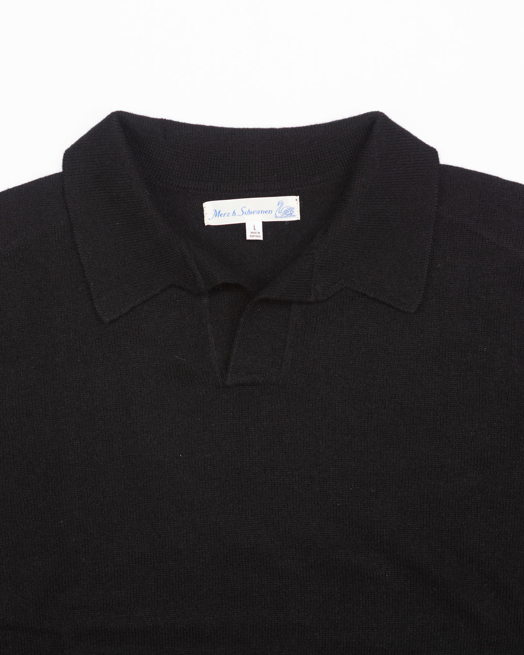 Knitted Polo Shirt in Deep Black