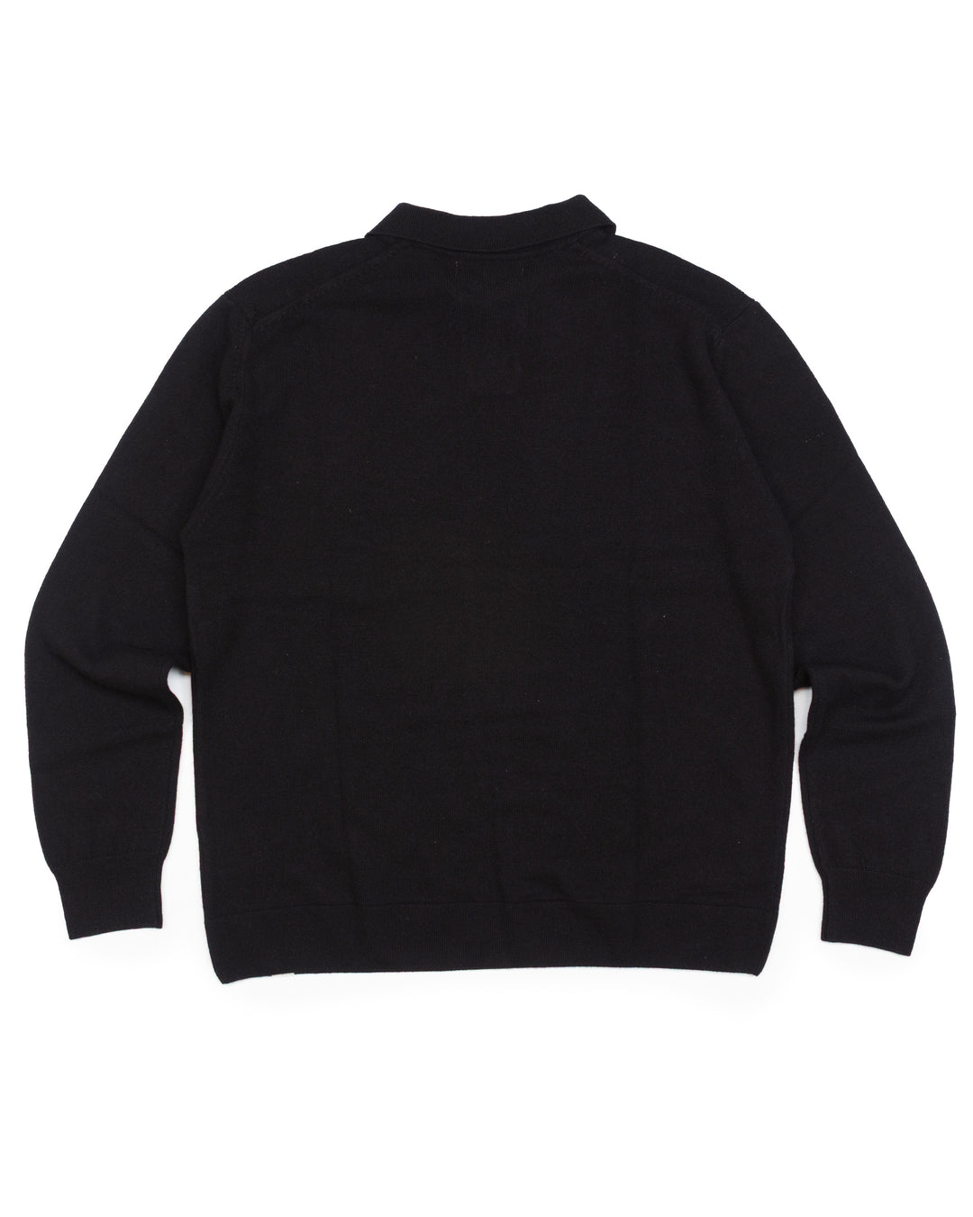 Knitted Polo Shirt in Deep Black