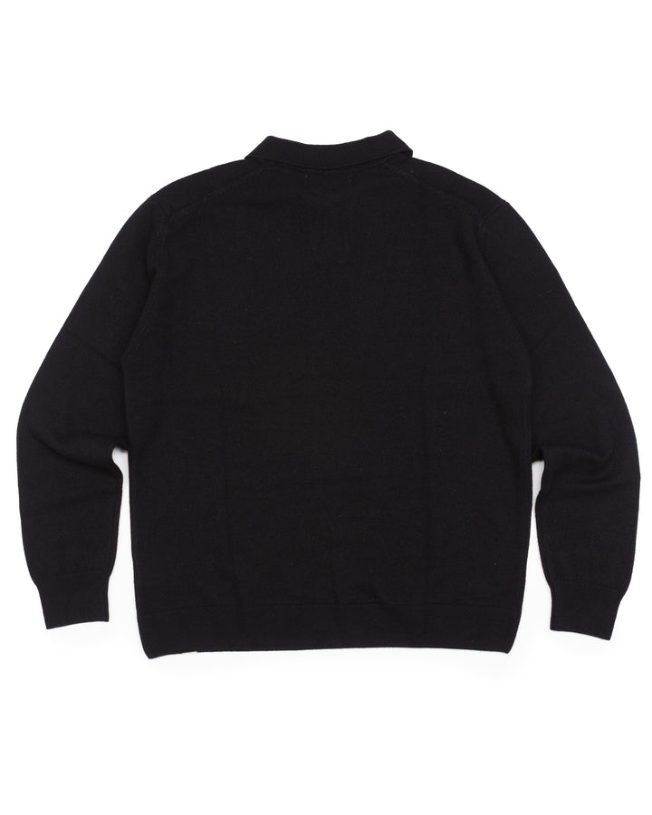 Knitted Polo Shirt in Deep Black