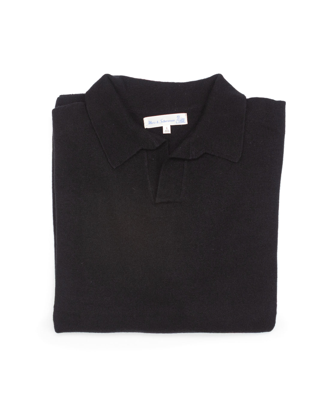 Knitted Polo Shirt in Deep Black