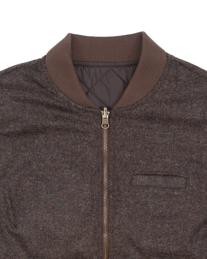 The Owl Reversible Vest in Brown Donegal