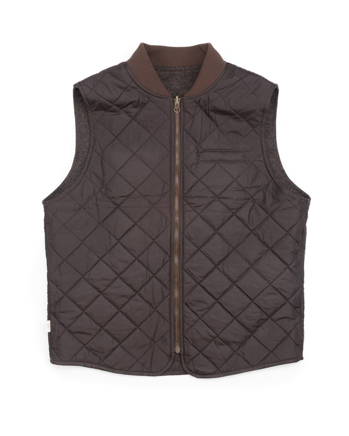 The Owl Reversible Vest in Brown Donegal