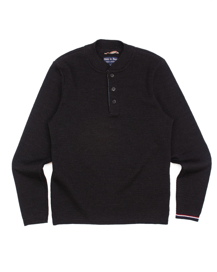 Albert Waffle Henley in Black #1840