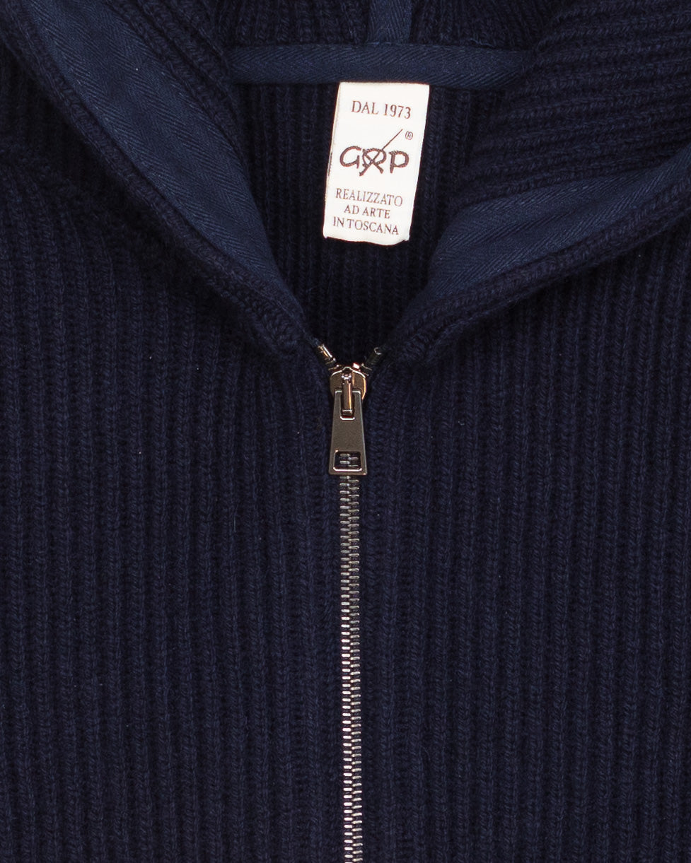 Tec7 Hooded Zip Jacket in Navy