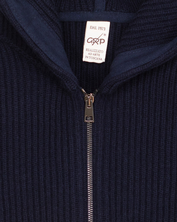 Tec7 Hooded Zip Jacket in Navy