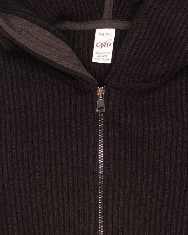 Tec7 Hooded Zip Jacket in Brown