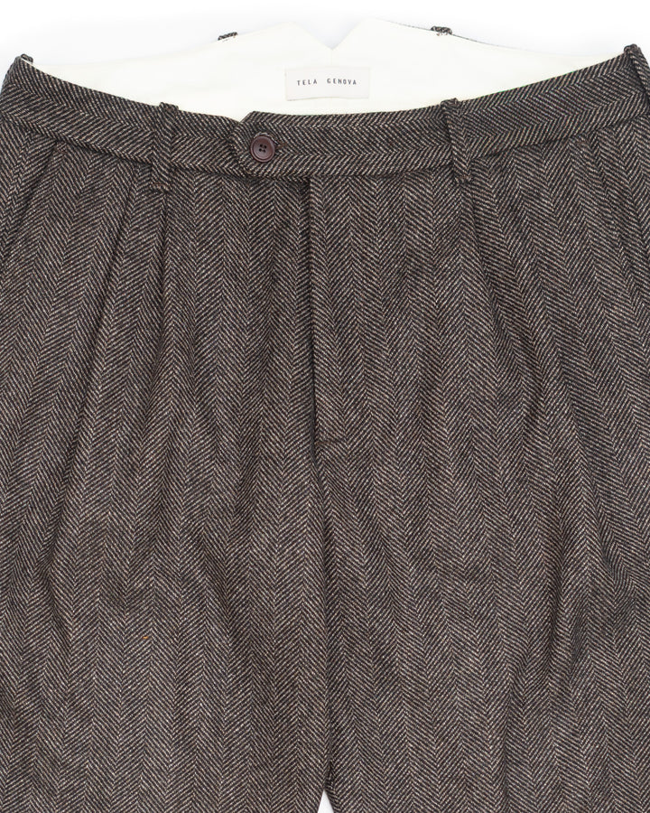 The Nico Pant in Grey Herringbone Wool