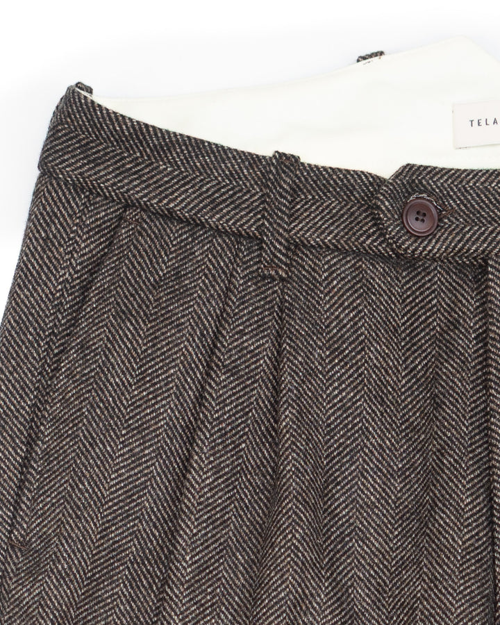 The Nico Pant in Grey Herringbone Wool
