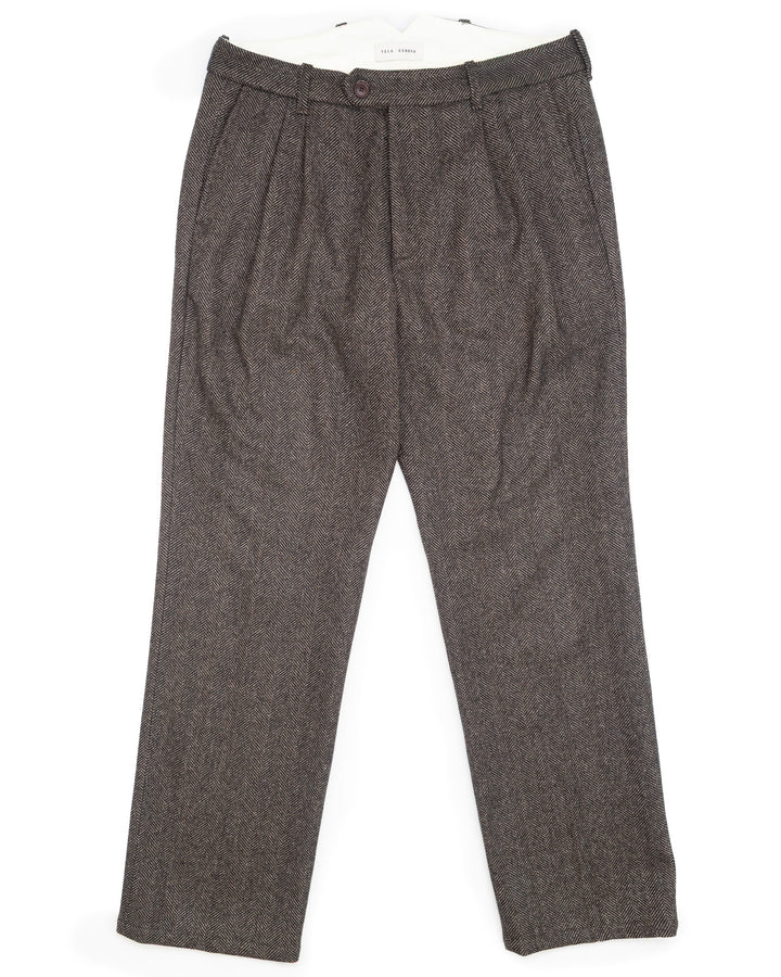 The Nico Pant in Grey Herringbone Wool