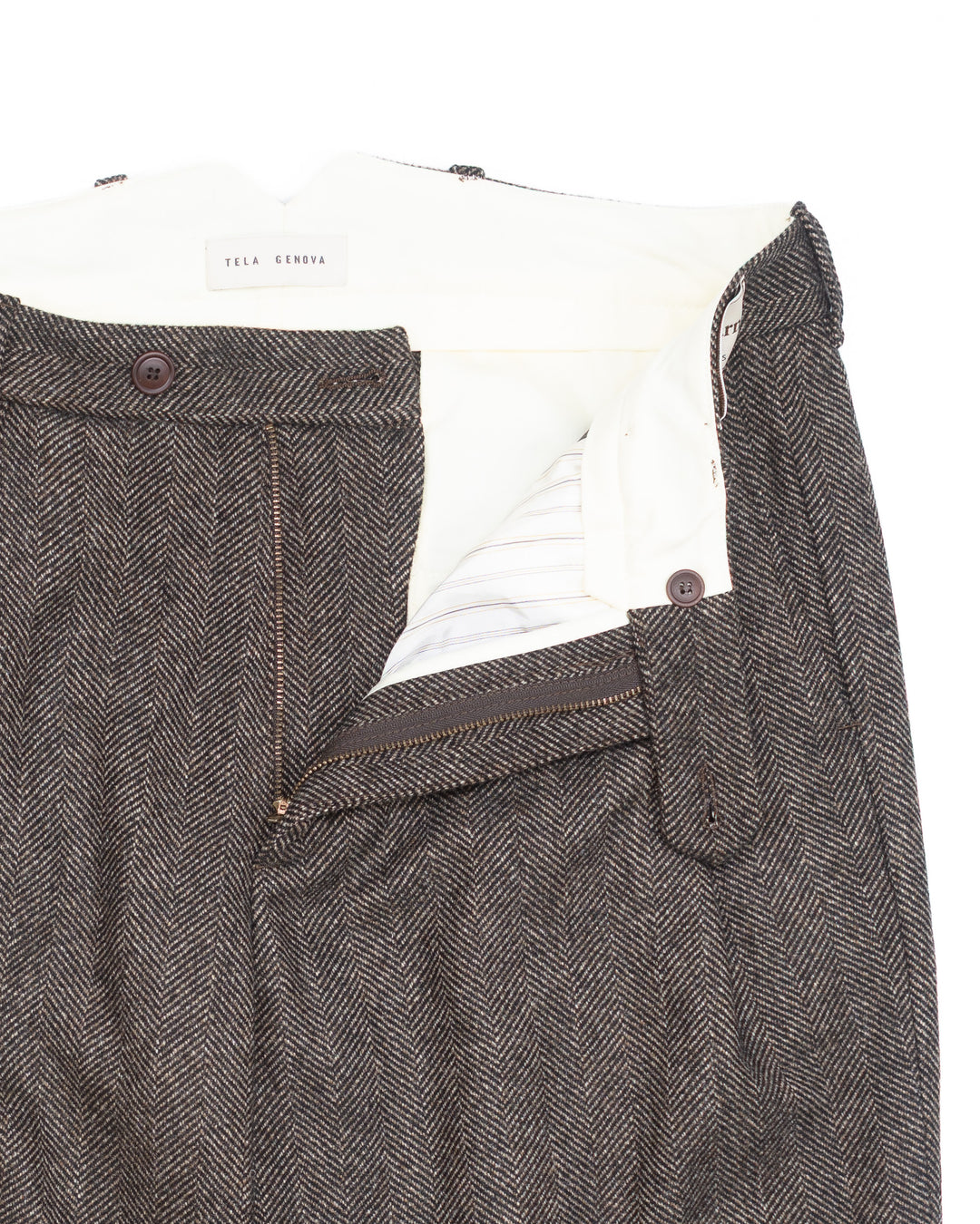 The Nico Pant in Grey Herringbone Wool