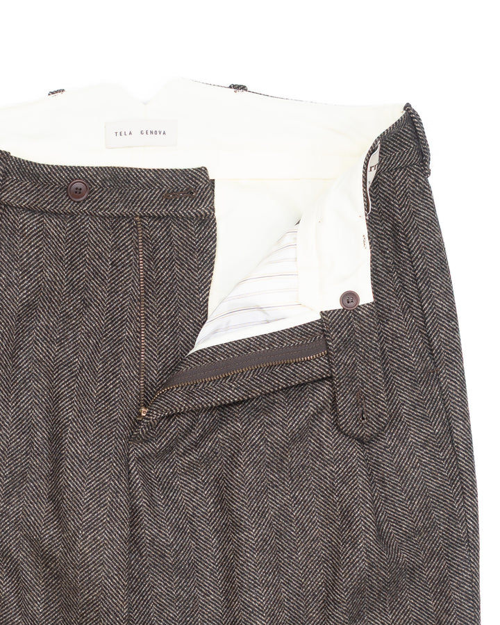 The Nico Pant in Grey Herringbone Wool