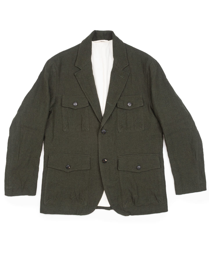 Clarence Field Jacket in Green Herringbone
