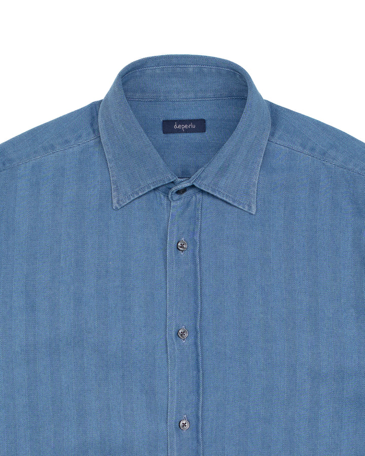 The Nigel in Light Indigo Herringbone