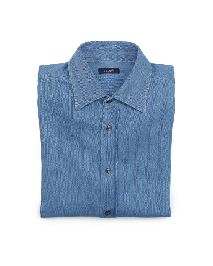 The Nigel in Light Indigo Herringbone