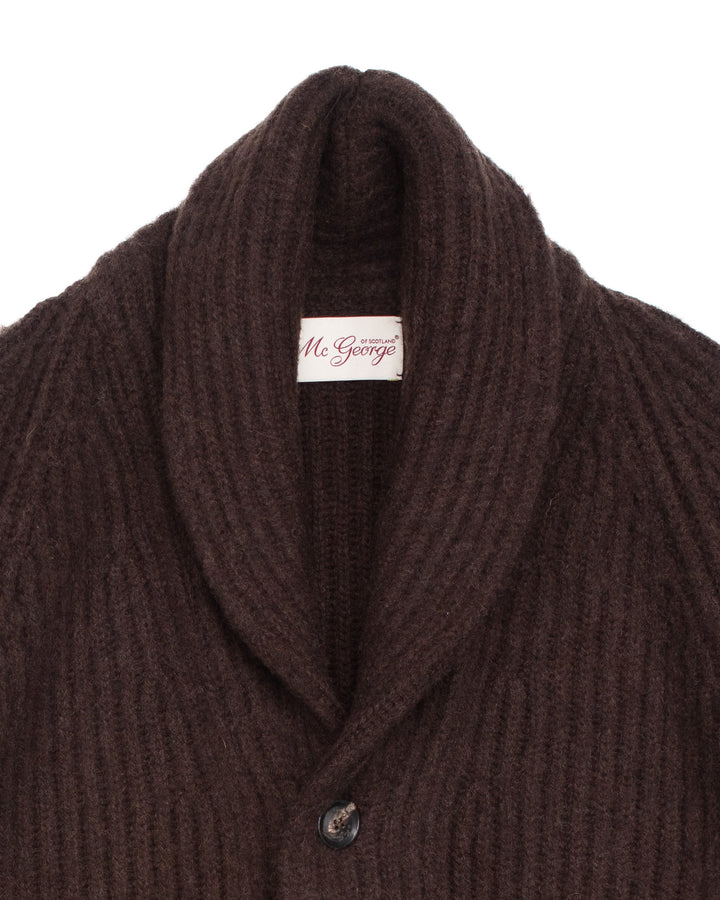 Shawl Cardigan in Brushed Shetland Coffee