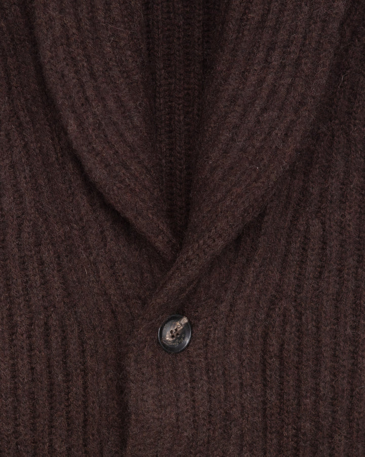 Shawl Cardigan in Brushed Shetland Coffee