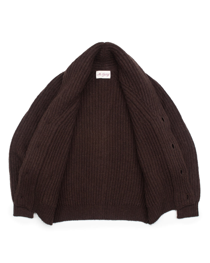 Shawl Cardigan in Brushed Shetland Coffee