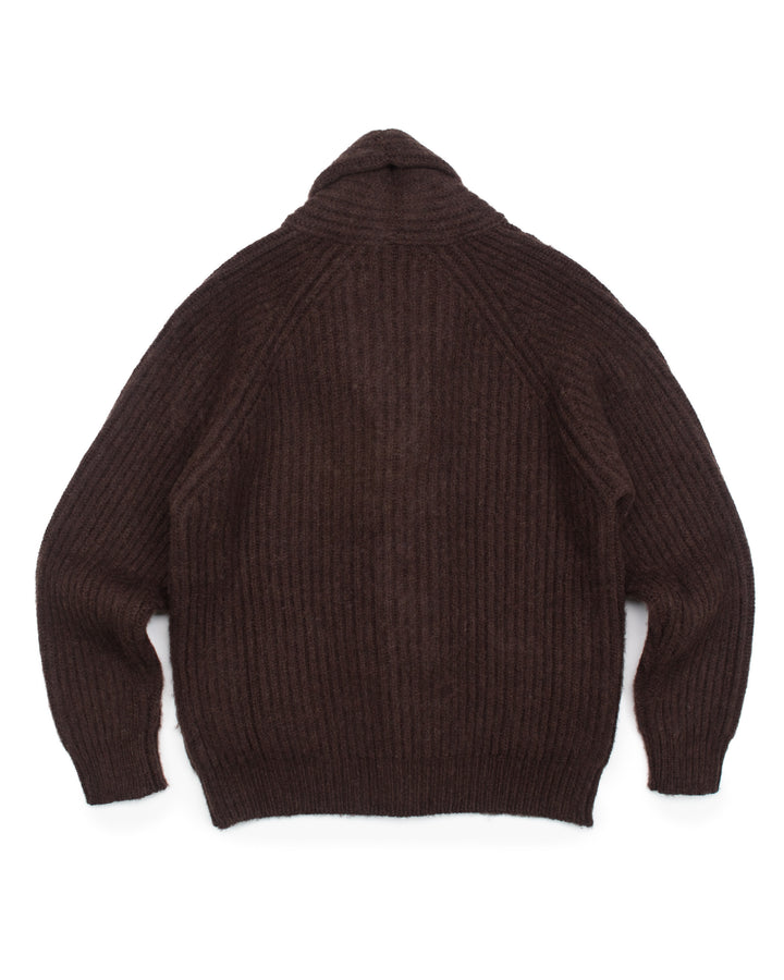 Shawl Cardigan in Brushed Shetland Coffee