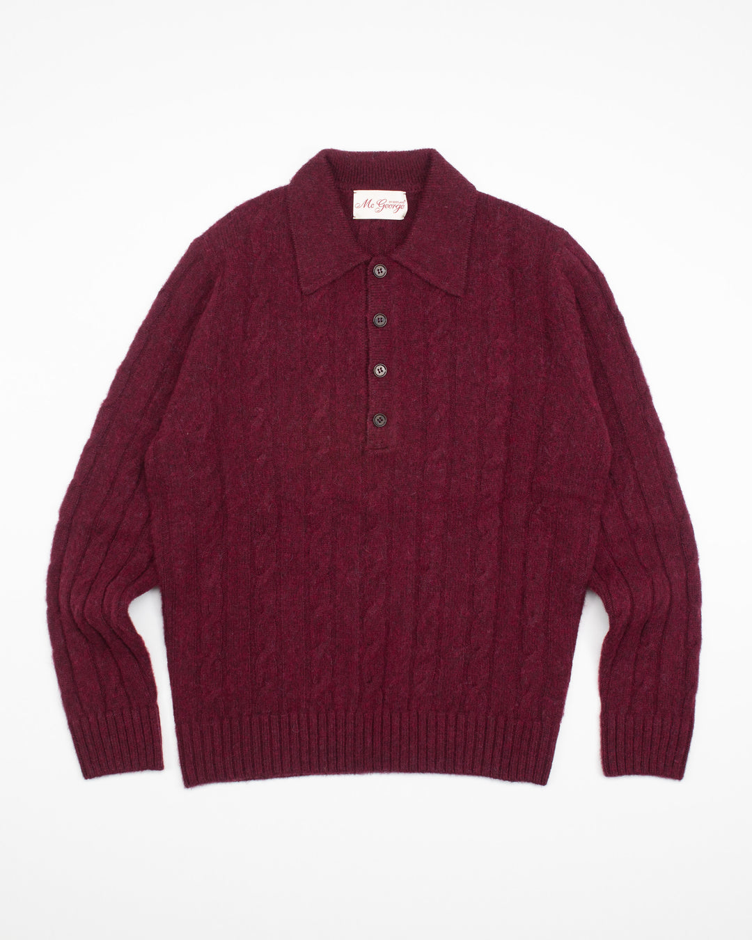 Gable Polo in Burgundy Brushed Shetland
