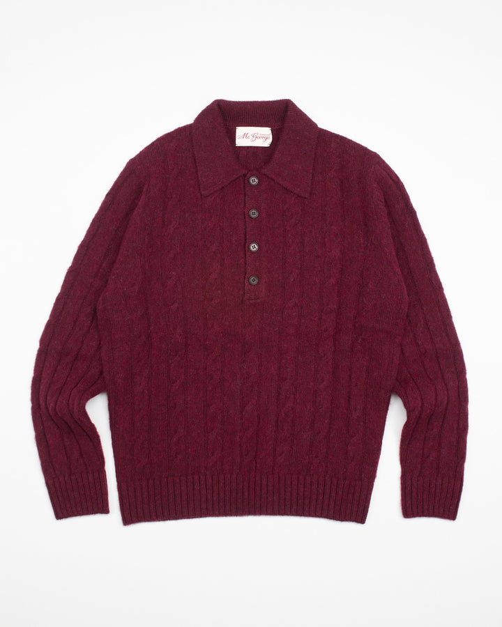 Gable Polo in Burgundy Brushed Shetland
