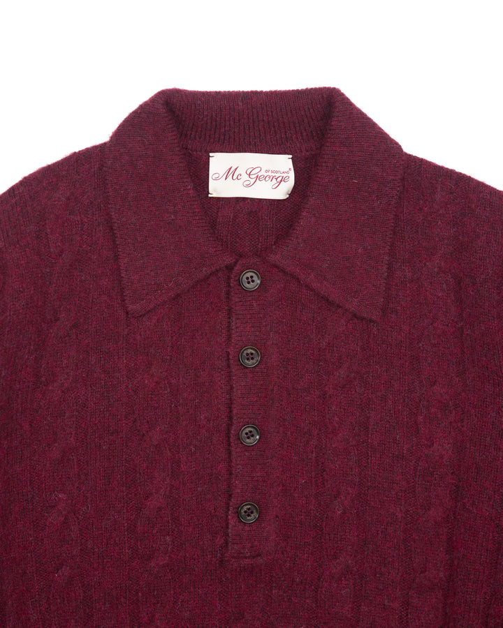 Gable Polo in Burgundy Brushed Shetland