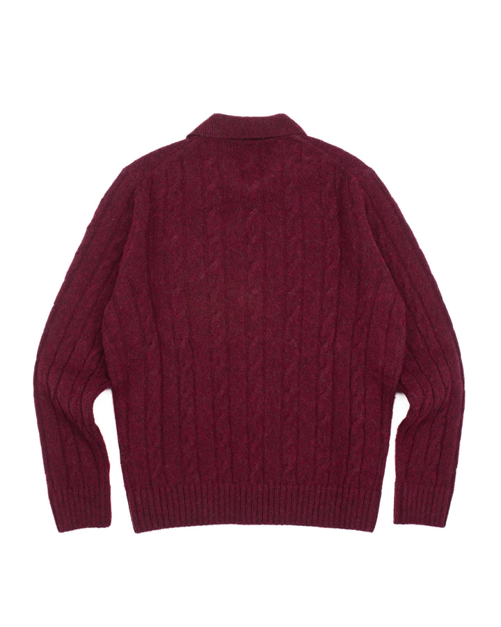 Gable Polo in Burgundy Brushed Shetland