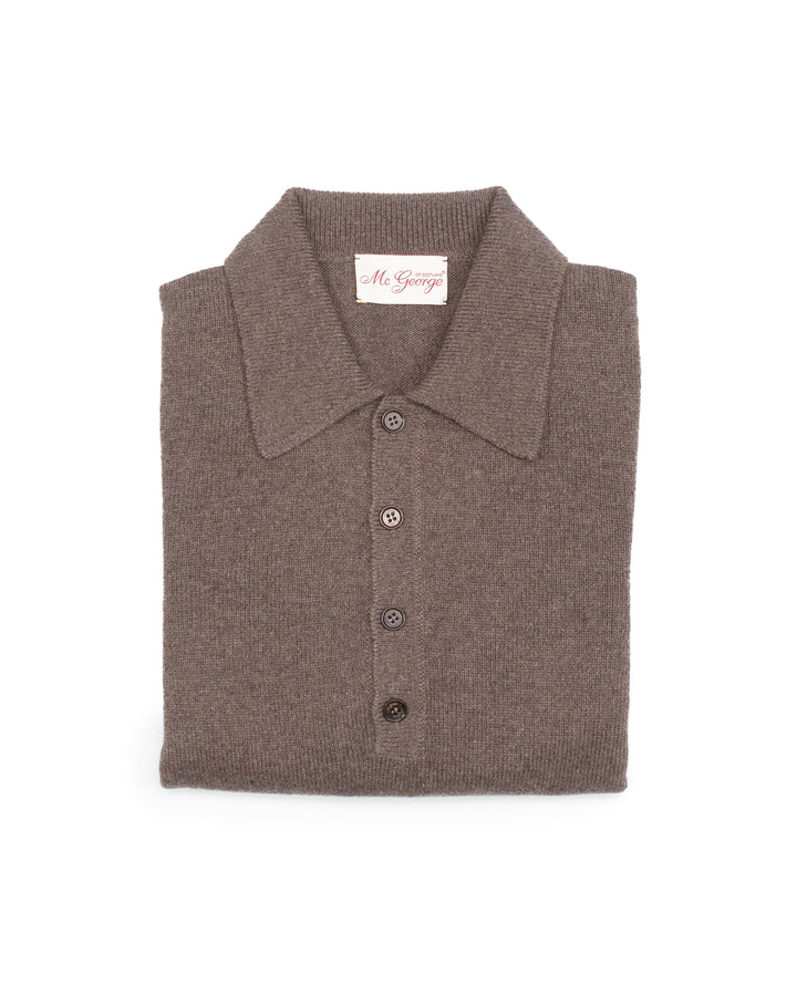 Buttoned Polo Sweater in Chestnut