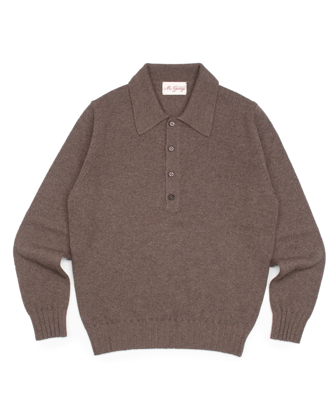 Buttoned Polo Sweater in Chestnut