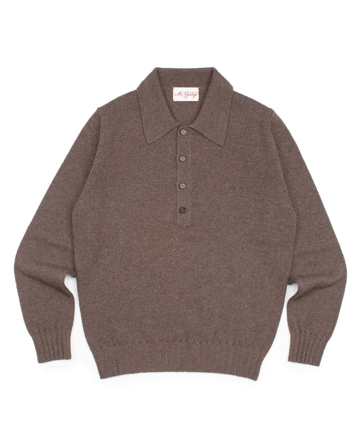 Buttoned Polo Sweater in Chestnut