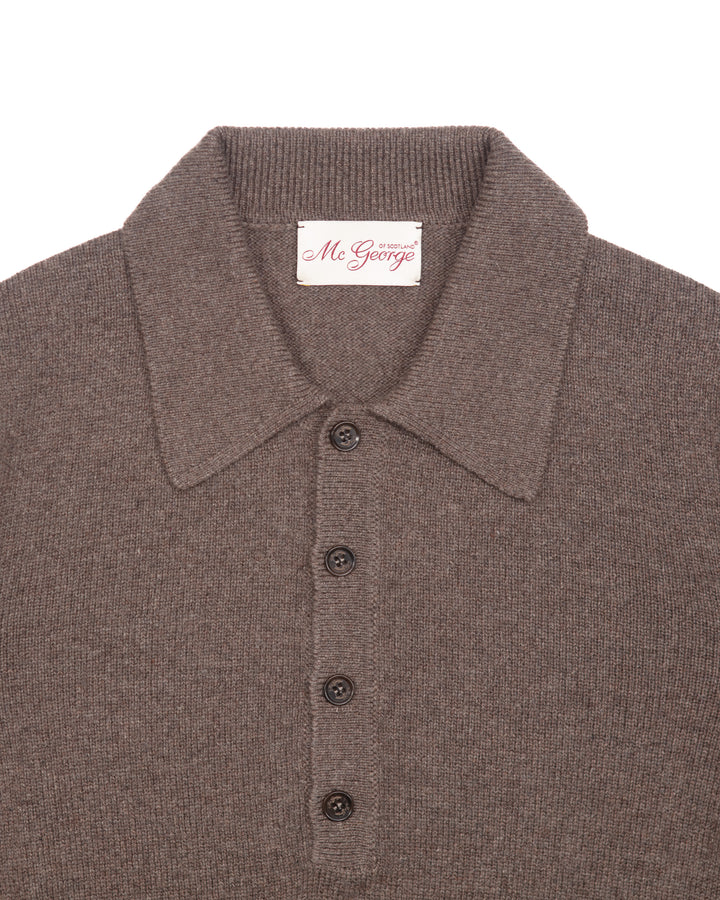 Buttoned Polo Sweater in Chestnut