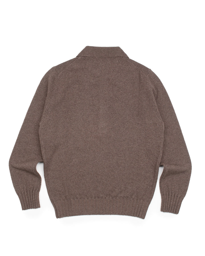 Buttoned Polo Sweater in Chestnut