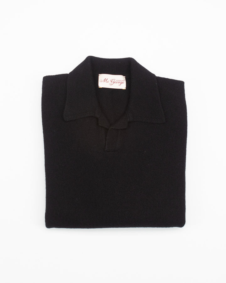 Fly Polo in Black Shetland