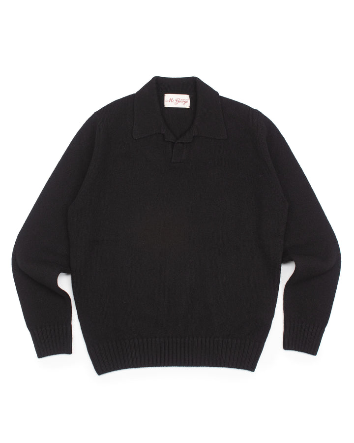 Fly Polo in Black Shetland