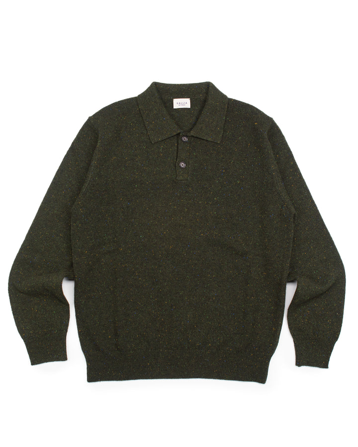 The Opek Polo Sweater in Olive Donegal
