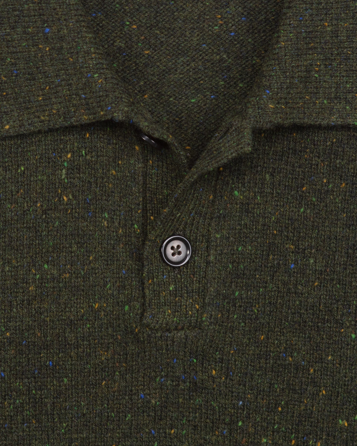 The Opek Polo Sweater in Olive Donegal