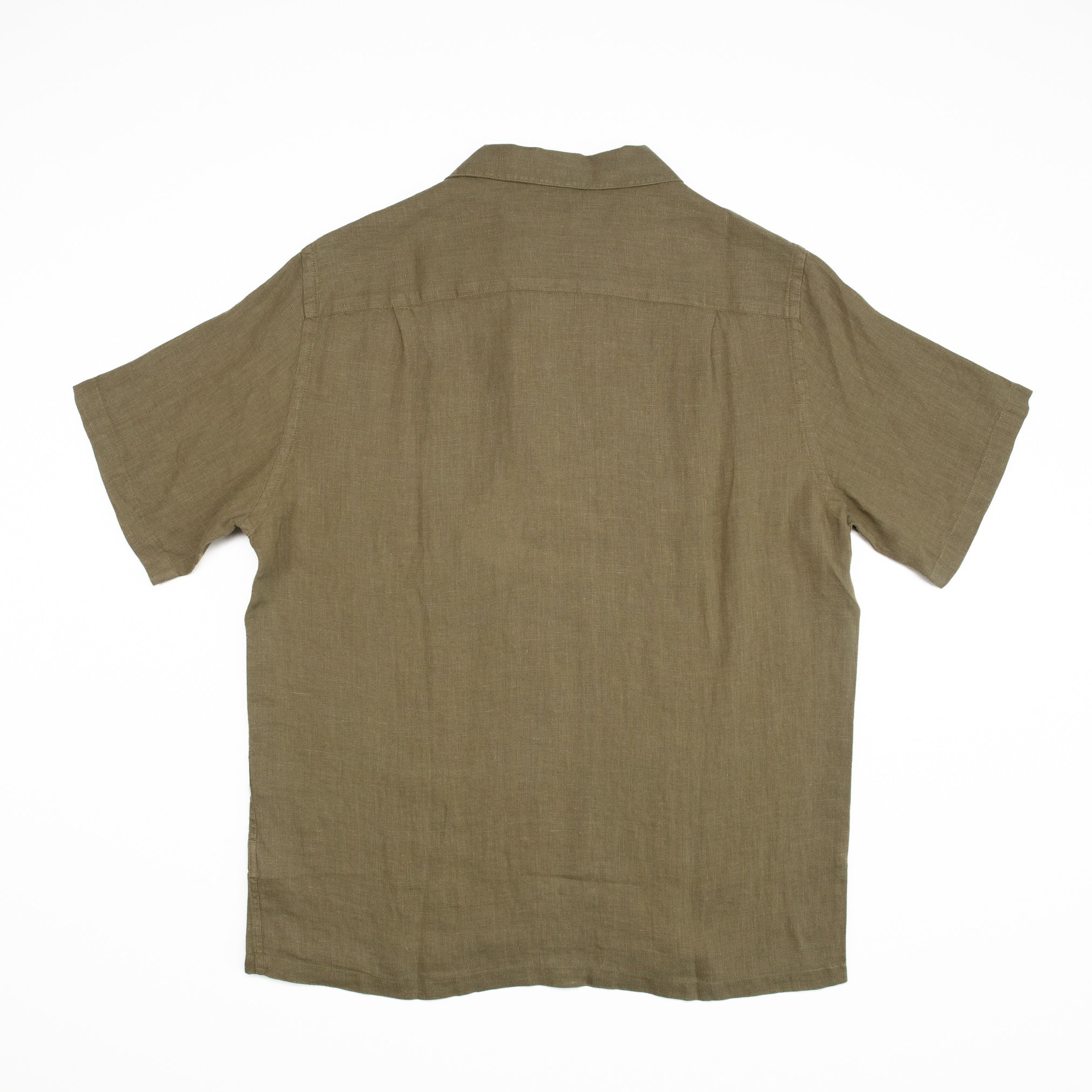 Linen Camp Collar Shirt in Olive