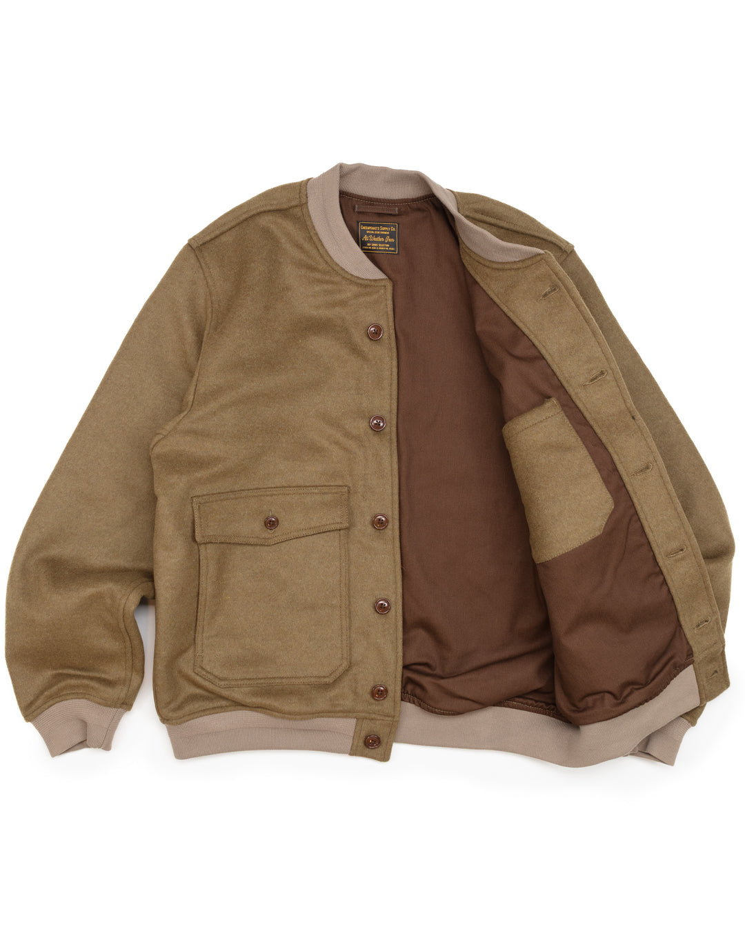 The A1 Bomber Jacket in Olive Wool