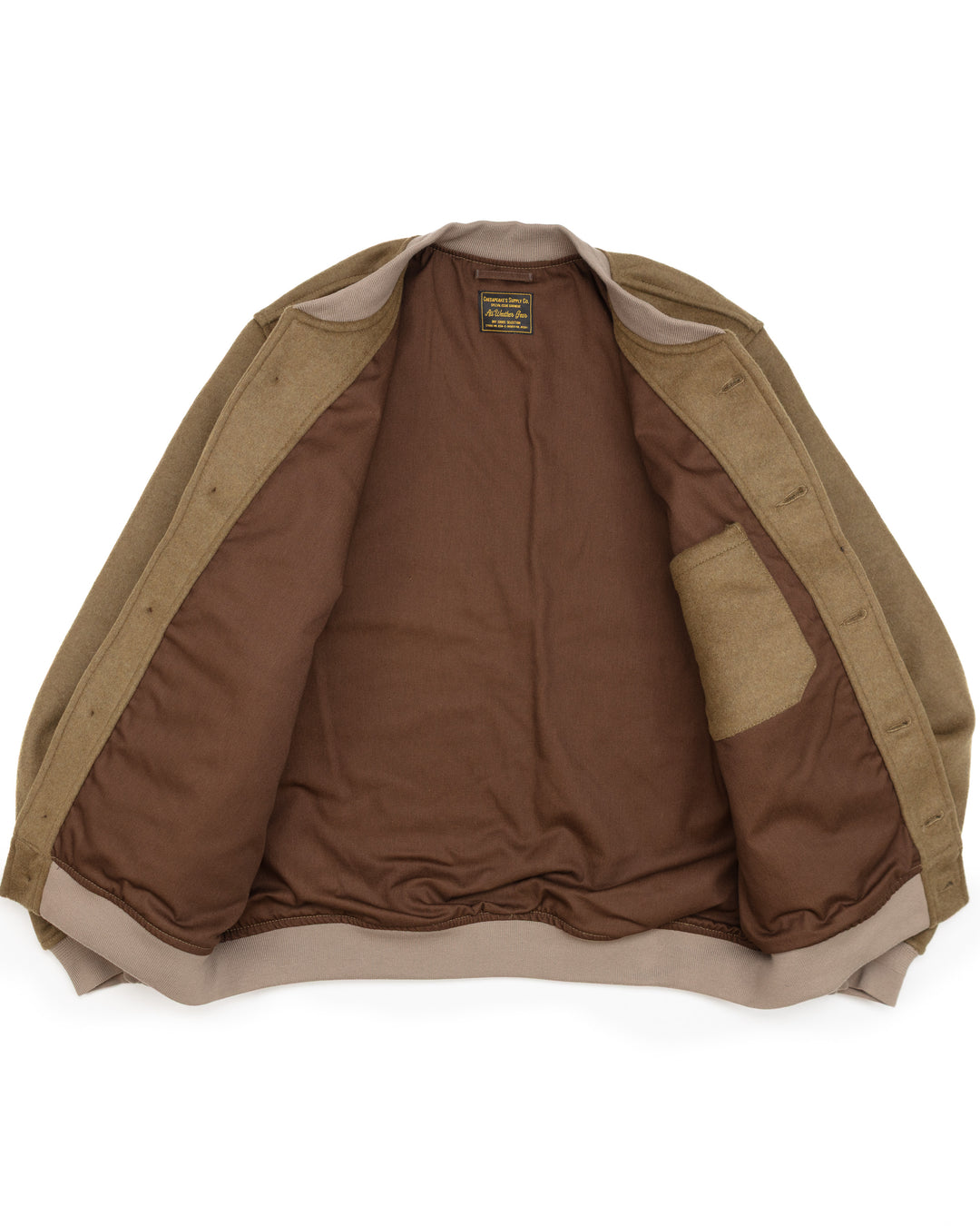 The A1 Bomber Jacket in Olive Wool